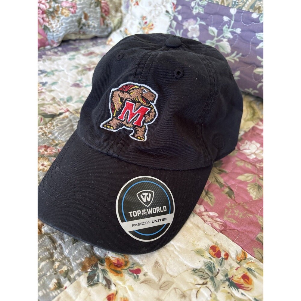 NWT Maryland Terps Black Adjustable Hat One Size Minimalist University Of MD